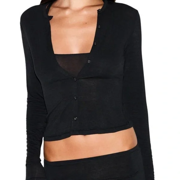 SKIMS Sheer Modal Cardigan | Onyx | Size XS - Picture 6 of 12